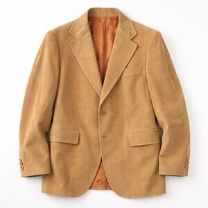 Hyde Clothiers Tan Corduroy Blazer 44R Sport Coat 2 Button 80s VTG Academia Prep